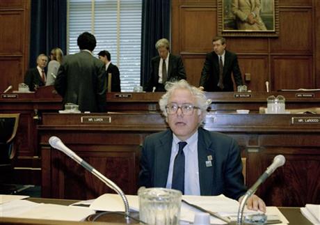 FILE - In this Aug. 11, 1991 file photo, Rep. Bernard Sanders, I-Vt. is seen on Capitol Hill in Washington in the House Banking Committee room. Sanders is the first member of the House in more than 50 years not to be affiliated with either the...