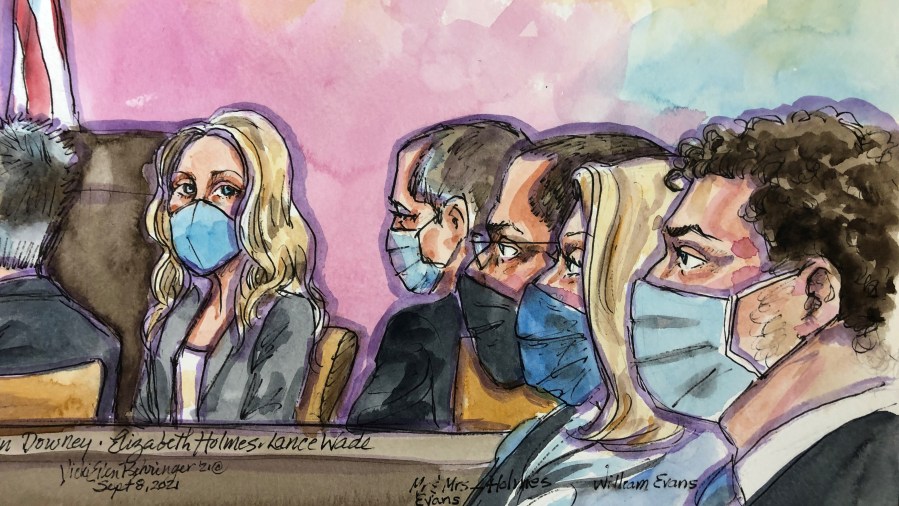 Courtroom sketch of Elizabeth Holmes