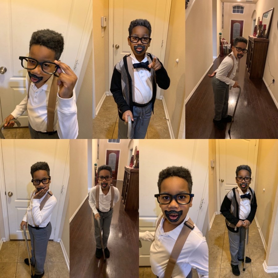 TyKell dressed as an old man for the 99th day of school (Courtesy Cheryl Hill)